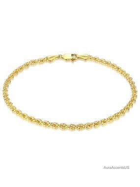 Gold Filled Rope Chain Bracelet - Dainty Stackable 14K for Women & Men,